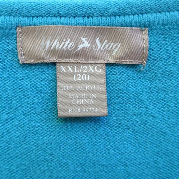 White Stag Teal V Neck Sweater XXL - Picture 7 of 8